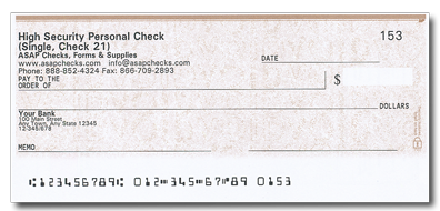 Personal Checks (Single) - Security - Parchment