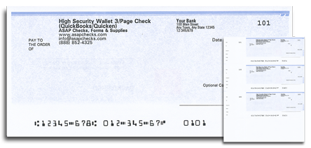 QuickBooks Checks Wallet 3/Page) - Security - Blue