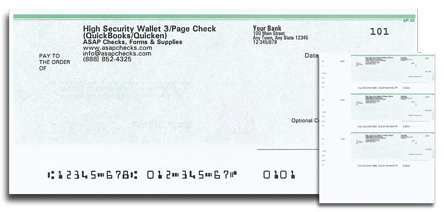 Wallet 3/Page Checks for QuickBooks and Quicken - Green Security Design